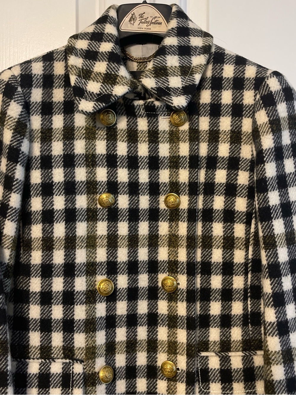 J. CREW Ladies Double Breasted Long Wool Coat, Ivory Multi plaid, Sz 8 NWOT!